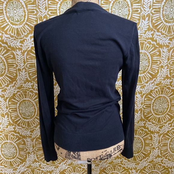 Tory Burch Simone Black Long Sleeve Button Front Cotton Cardigan size S - Picture 5 of 10
